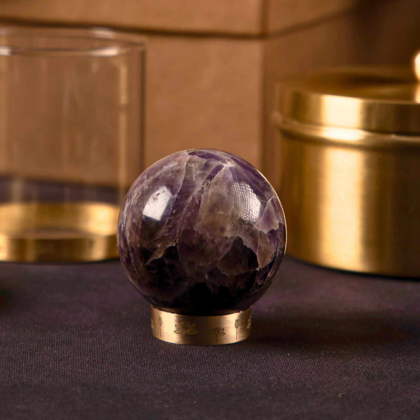 Amethyst Brass Sphere Paper Weight
