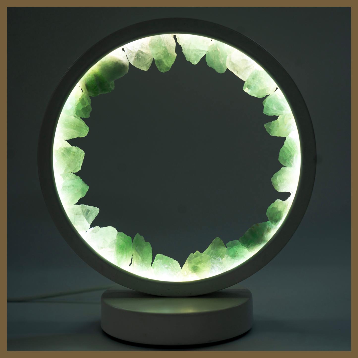 “Glow of Abundance” – Green Aventurine Crystal Lamp