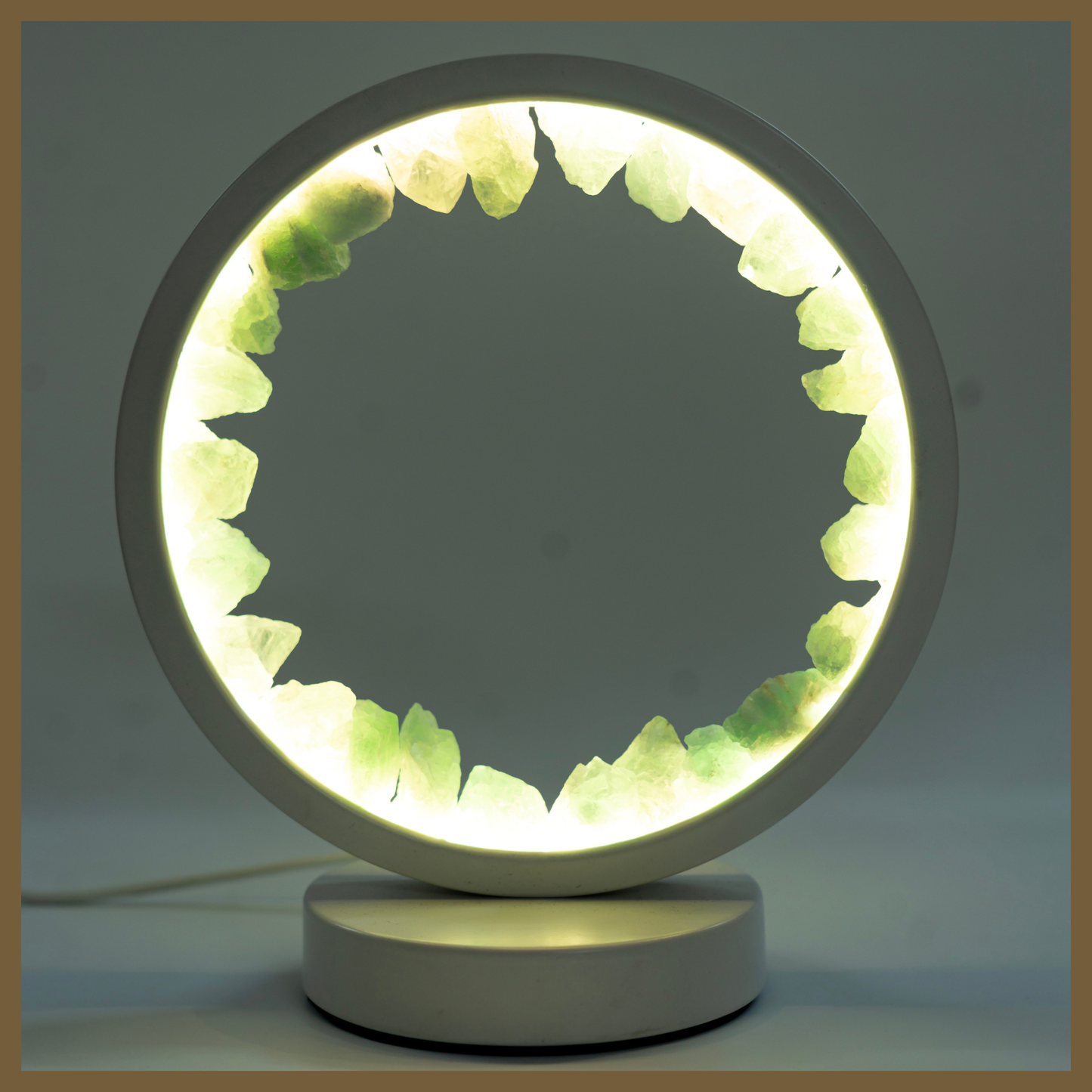 “Glow of Abundance” – Green Aventurine Crystal Lamp