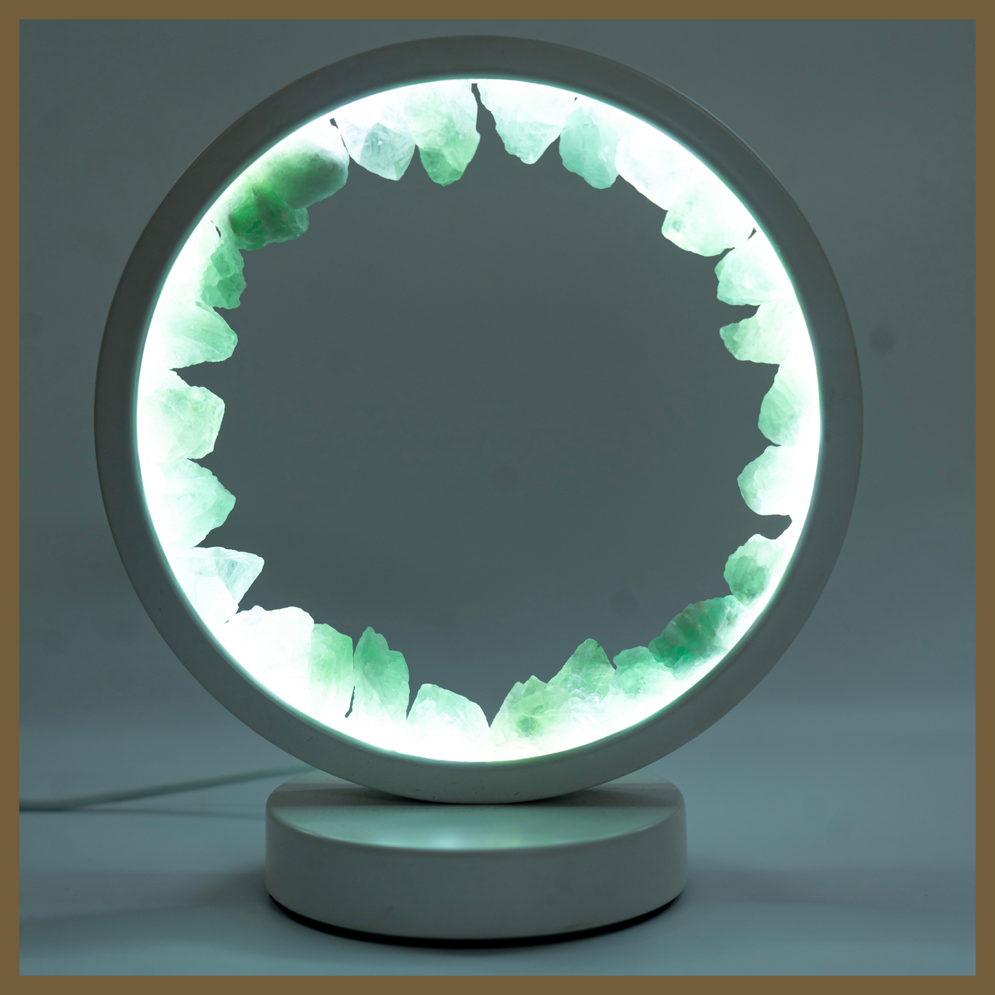 “Glow of Abundance” – Green Aventurine Crystal Lamp