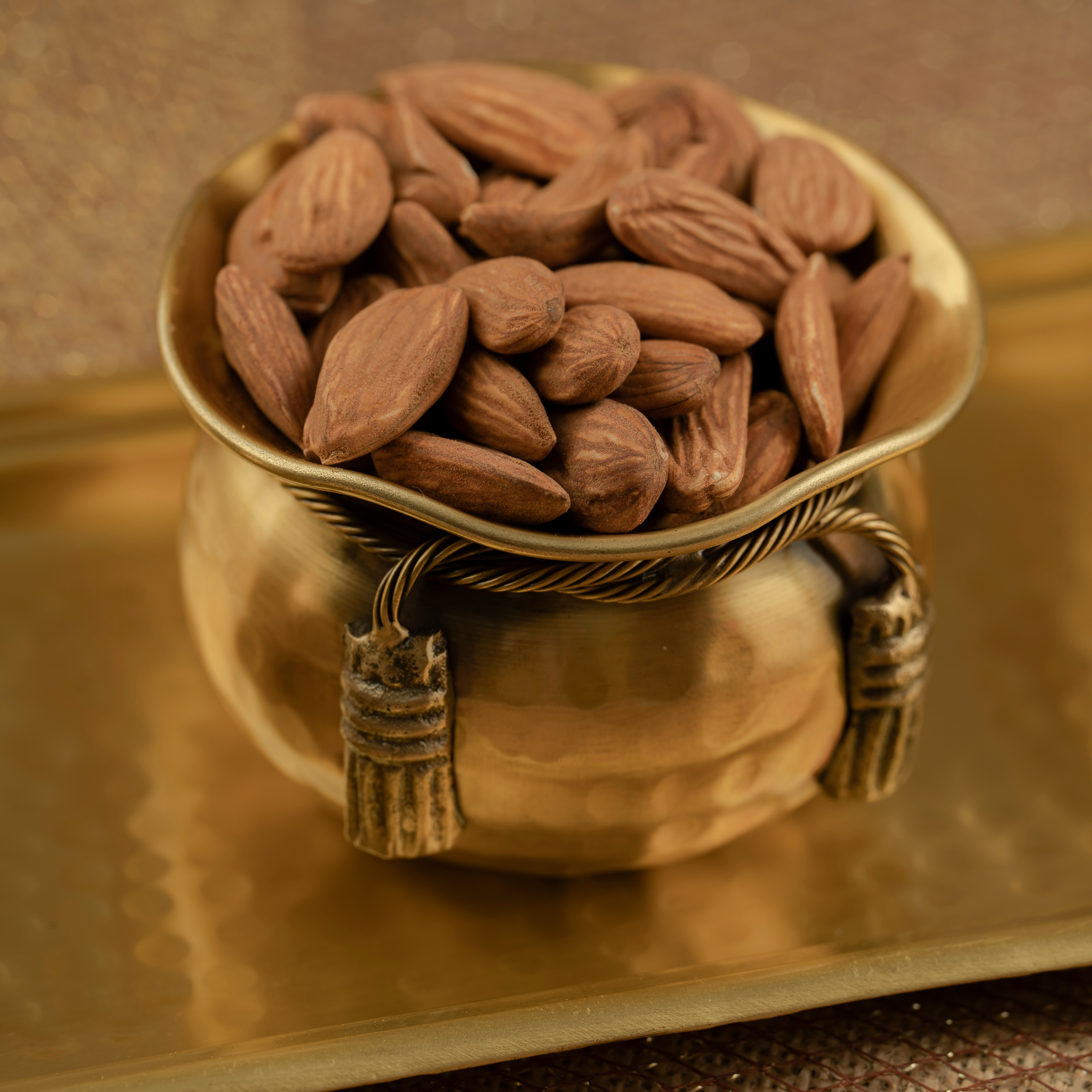 Brass Tray with Knot on the Neck Bowl