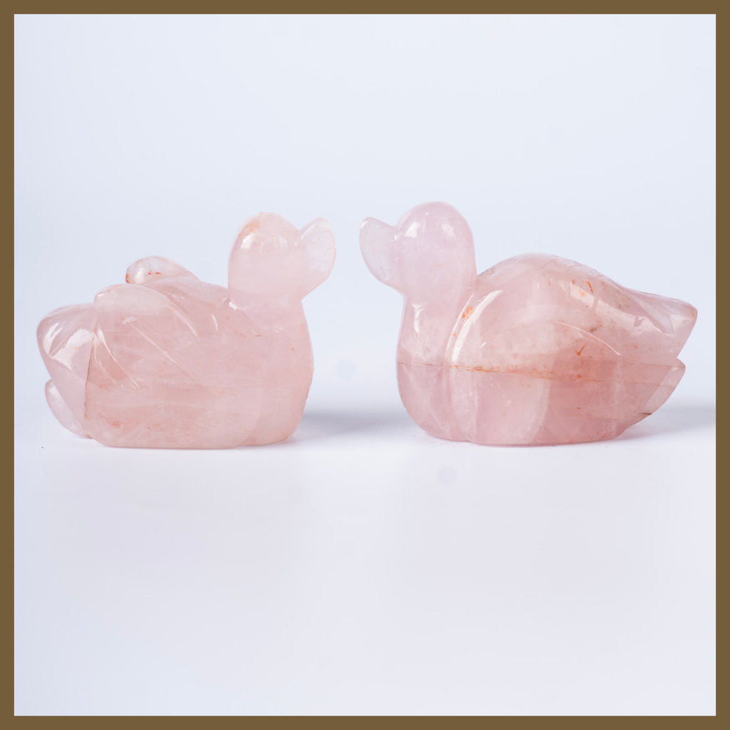 "Amour Ducks" – Rose Quartz Duck Pair