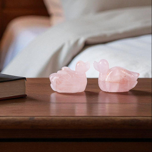 "Amour Ducks" – Rose Quartz Duck Pair