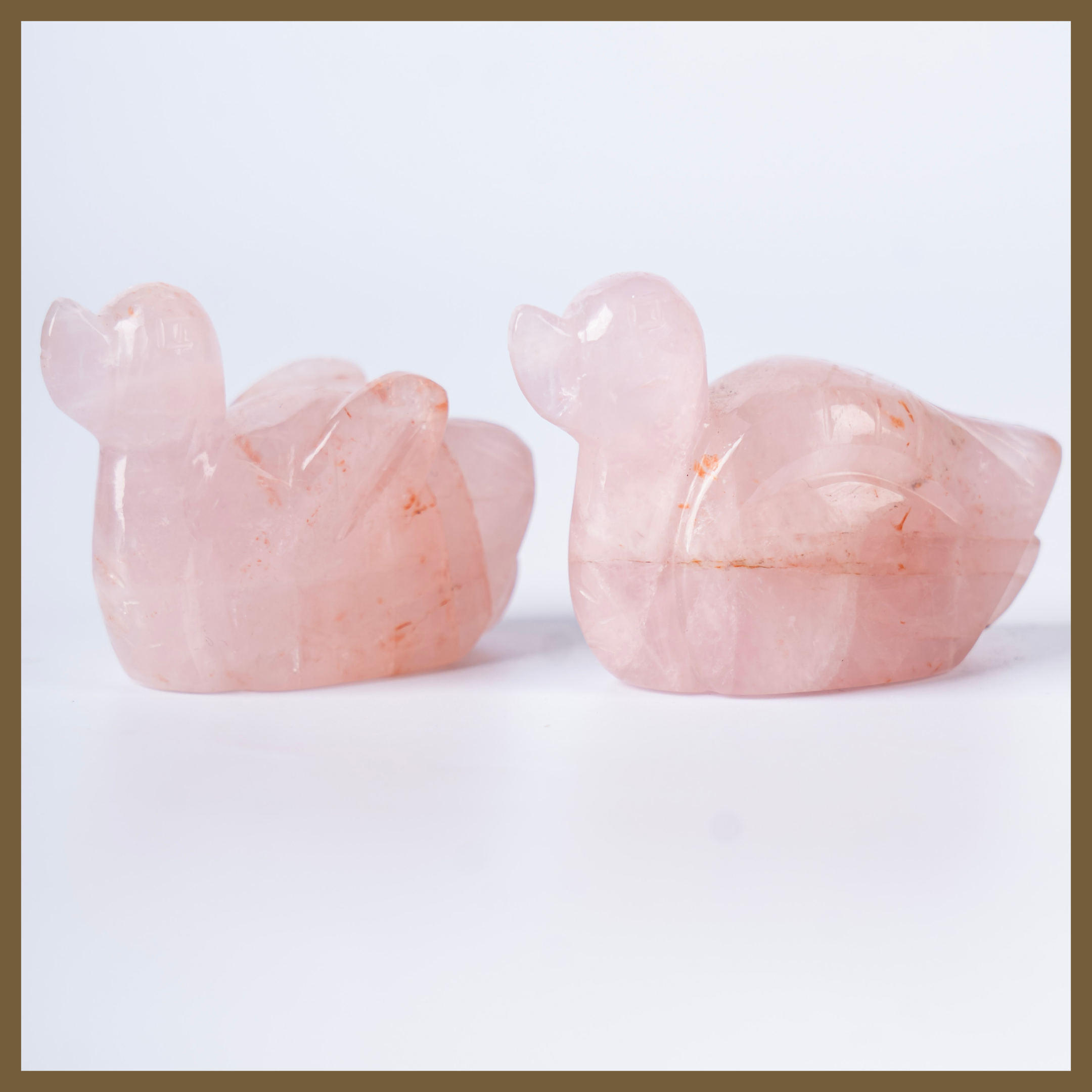 "Amour Ducks" – Rose Quartz Duck Pair