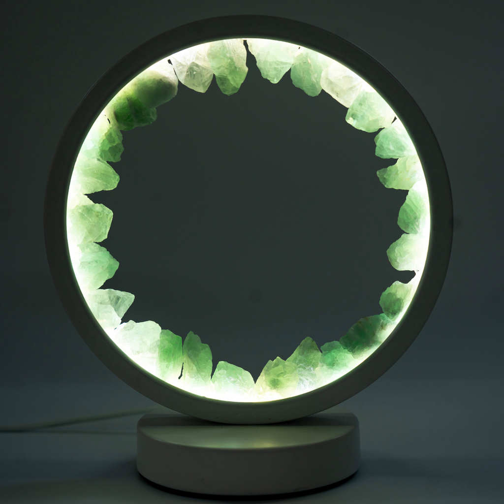 “Glow of Abundance” – Green Aventurine Crystal Lamp